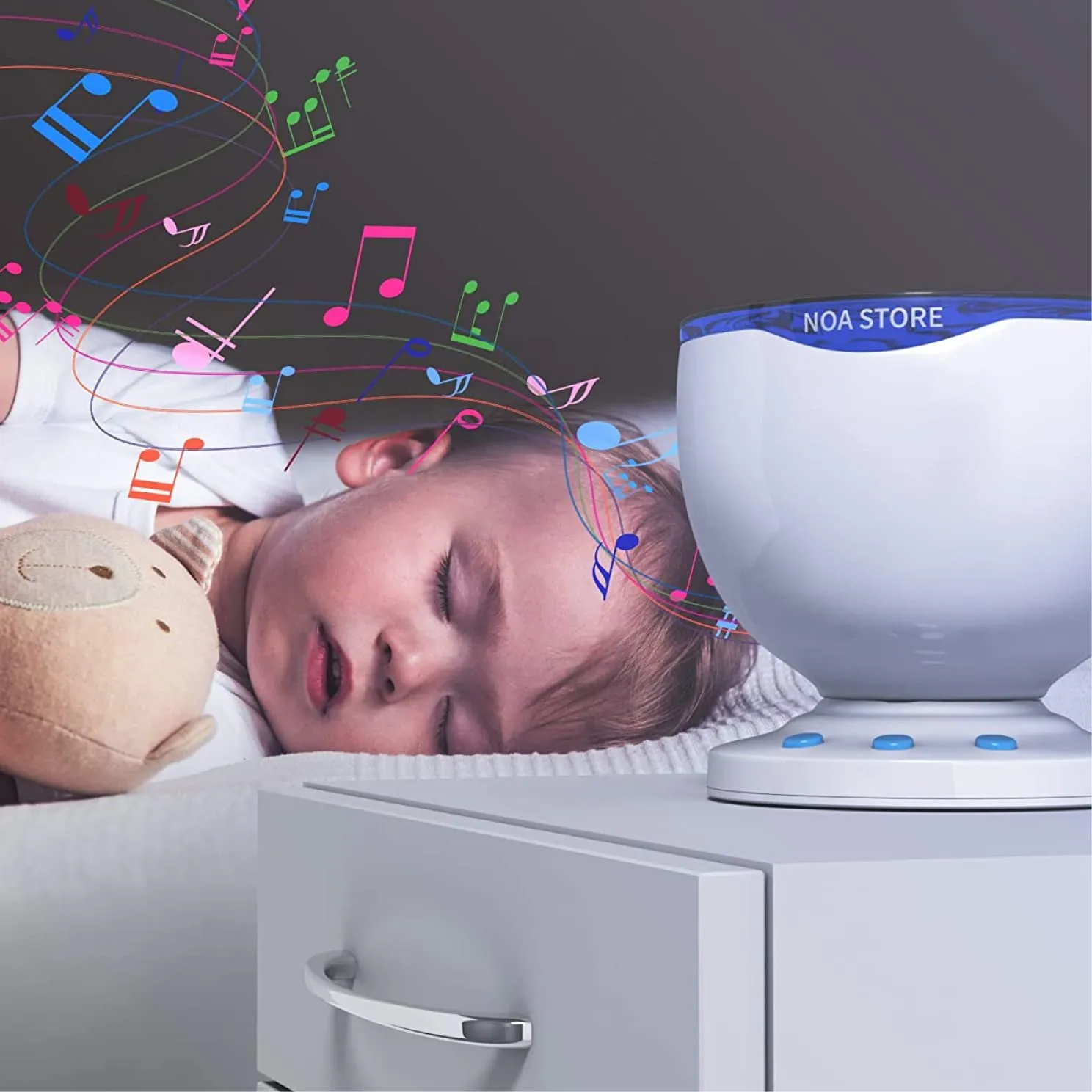 Calming Autism Sensory Led Light Projector Toy Relax Blue Night Music Projection