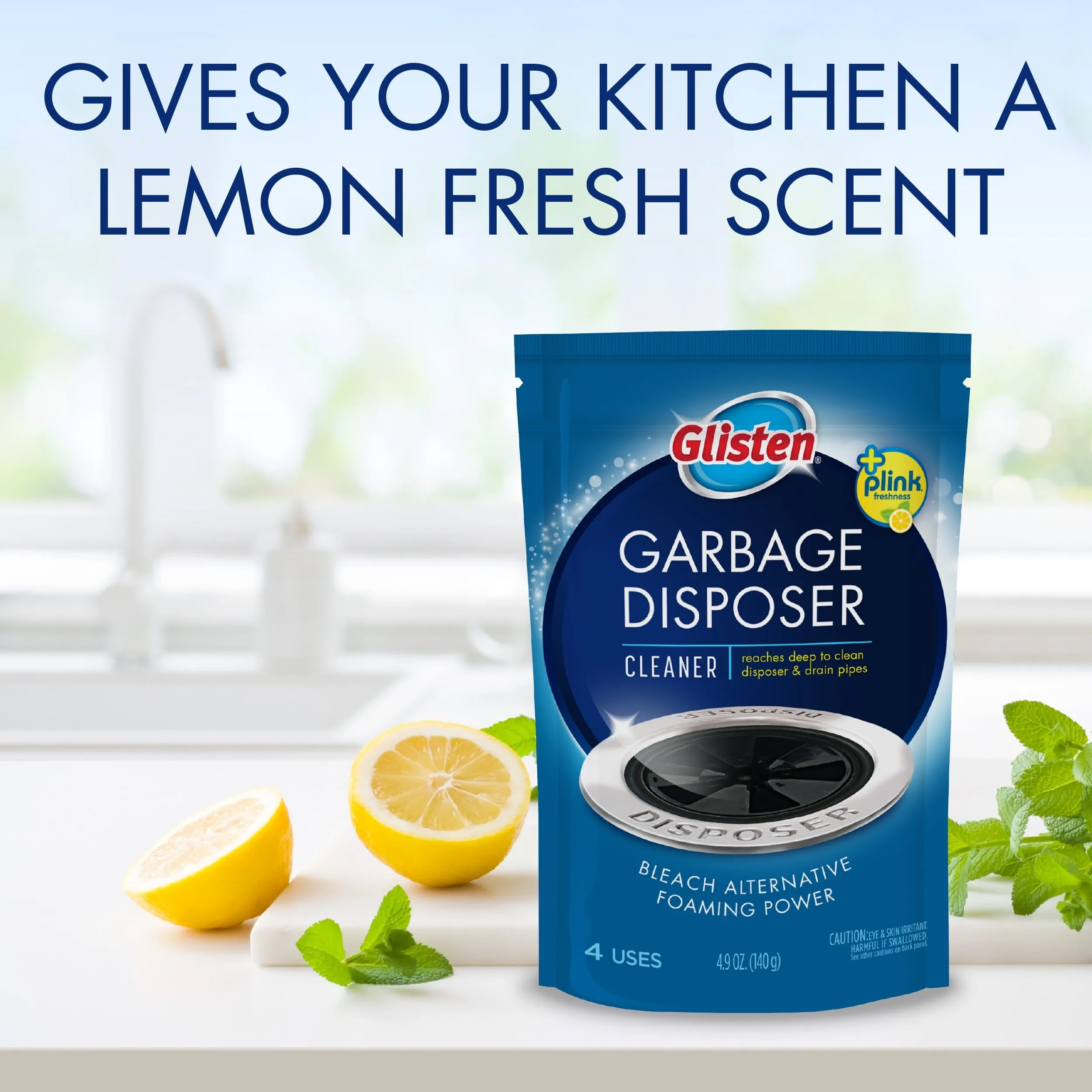 Glisten Disposer Care Cleaner, Lemon Scent, 4 Packets