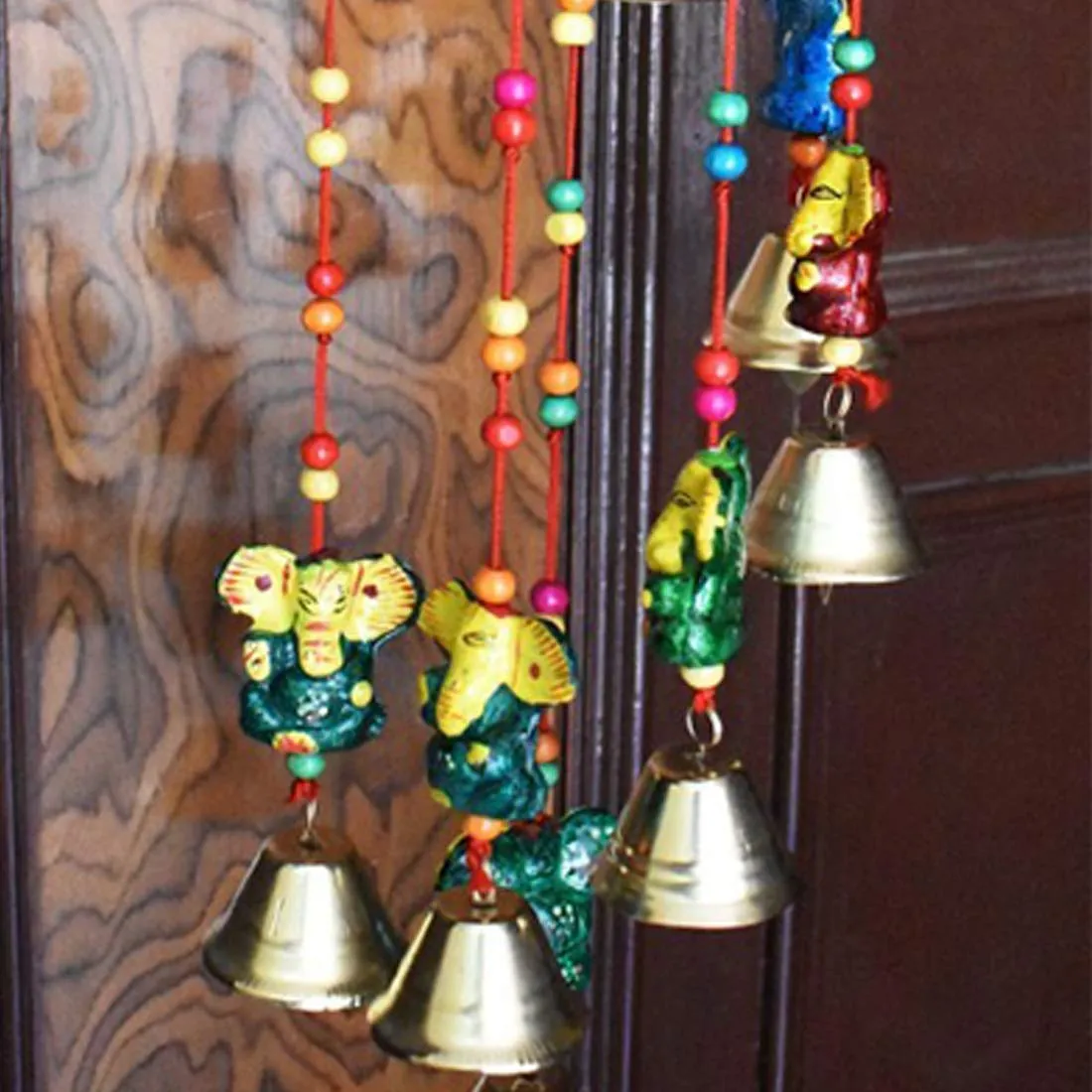 Navya Creation Handcrafted Bells Ganeshji Design Wood Windchime (18 inch, Multicolor) Wood Windchime (18 inch, Multicolor)