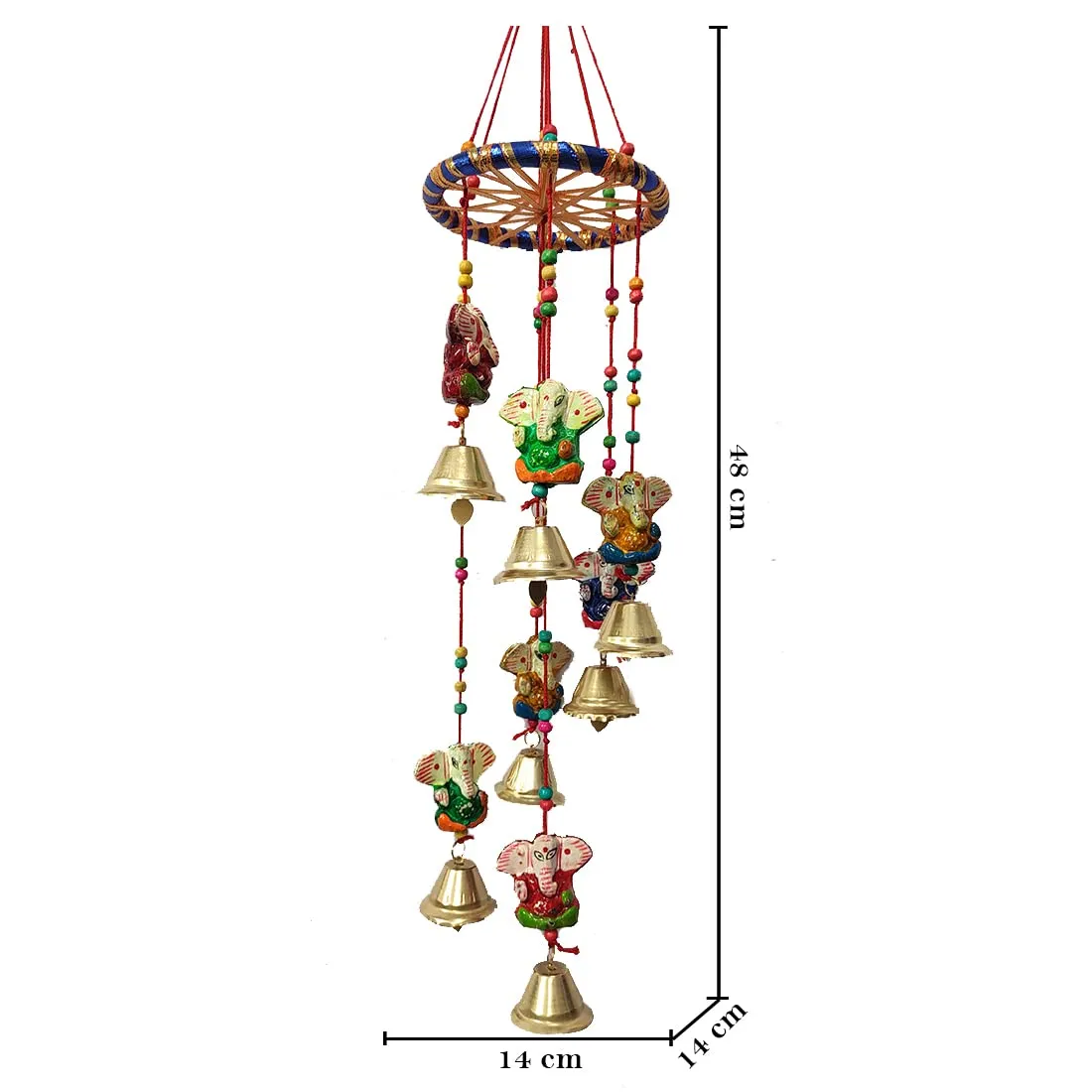 Navya Creation Handcrafted Bells Ganeshji Design Wood Windchime (18 inch, Multicolor) Wood Windchime (18 inch, Multicolor)